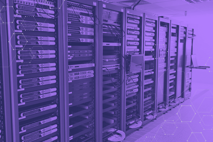 On-premise server racks inside a data center, representing in-house IT infrastructure for secure data storage and management.