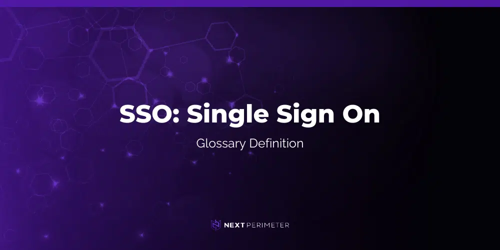 sso single sign on glossary definition graphic with next perimeter logo