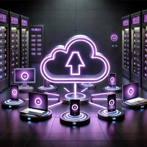 Device management migrations image featuring cloud-based device administration, improved security, and enhanced visibility over endpoints for streamlined management.