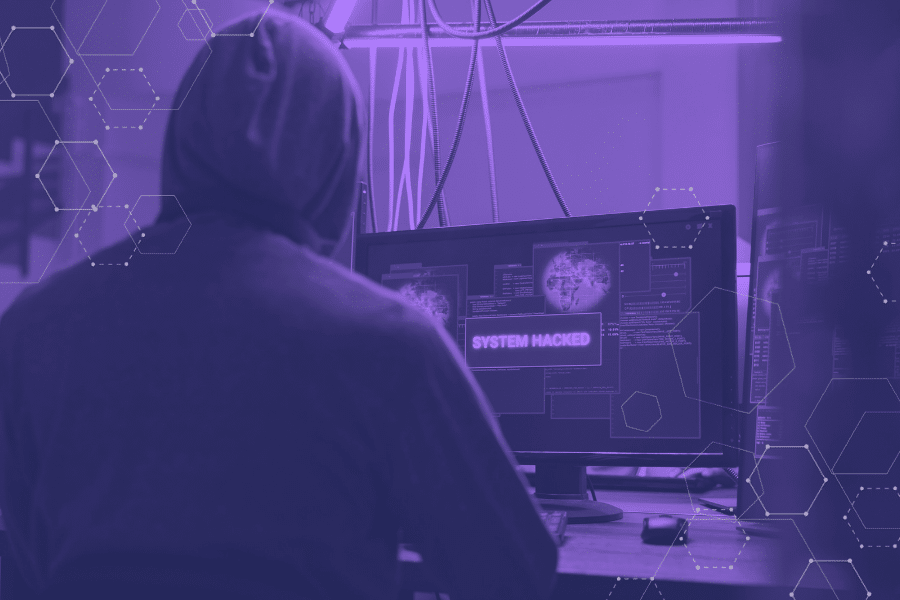 A cyber threat concept illustrating the pitfalls of legacy IT, showing how outdated security systems leave businesses vulnerable to hackers and data breaches.