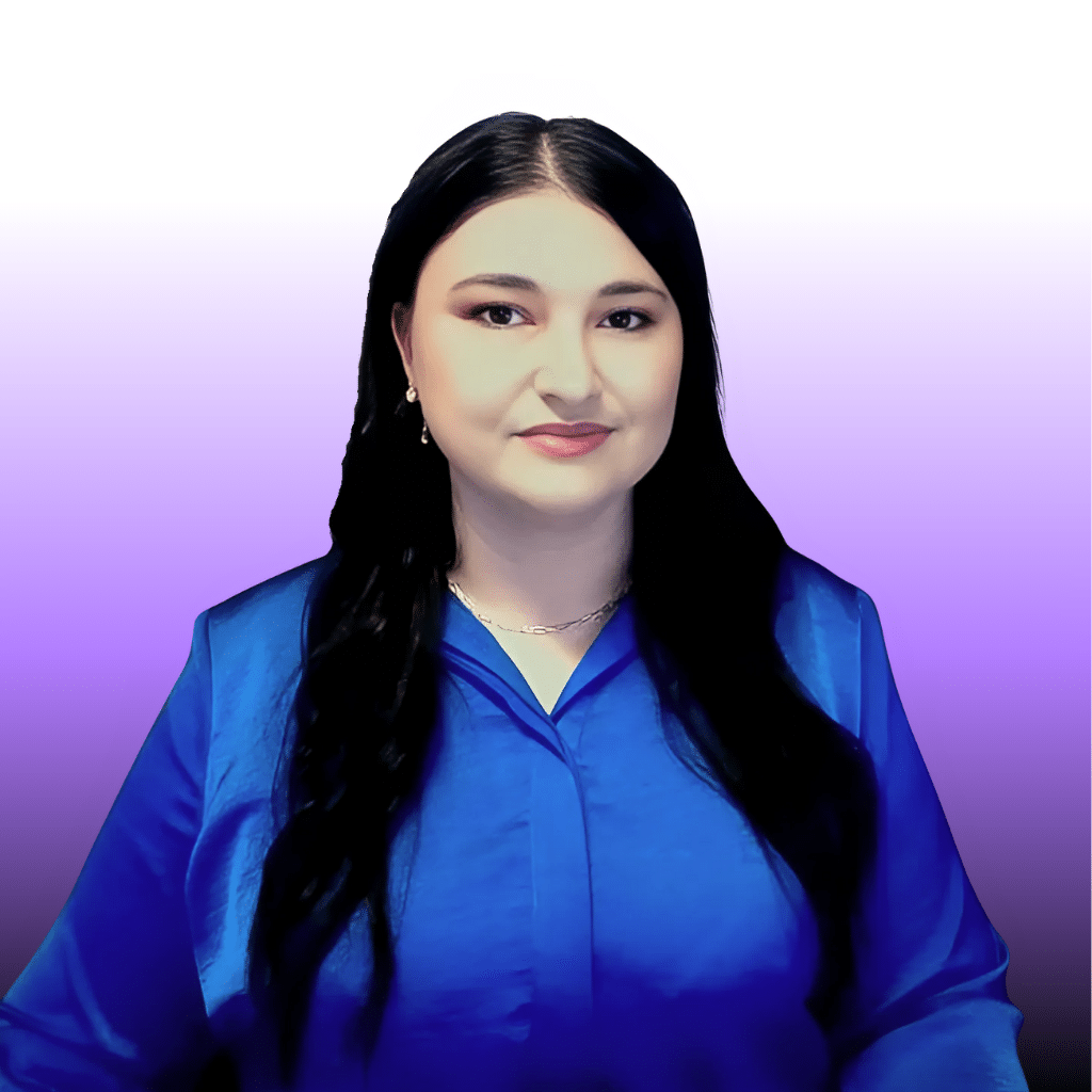 Professional headshot of Anastasia Shimanis, Customer Success at Next Perimeter, posed in a business setting.