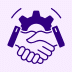 Handshake with gear, representing co-managed IT support options that collaborate with internal IT teams.