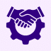 Handshake inside a gear, representing collaborative co-managed IT services that support growing teams and internal IT staff.
