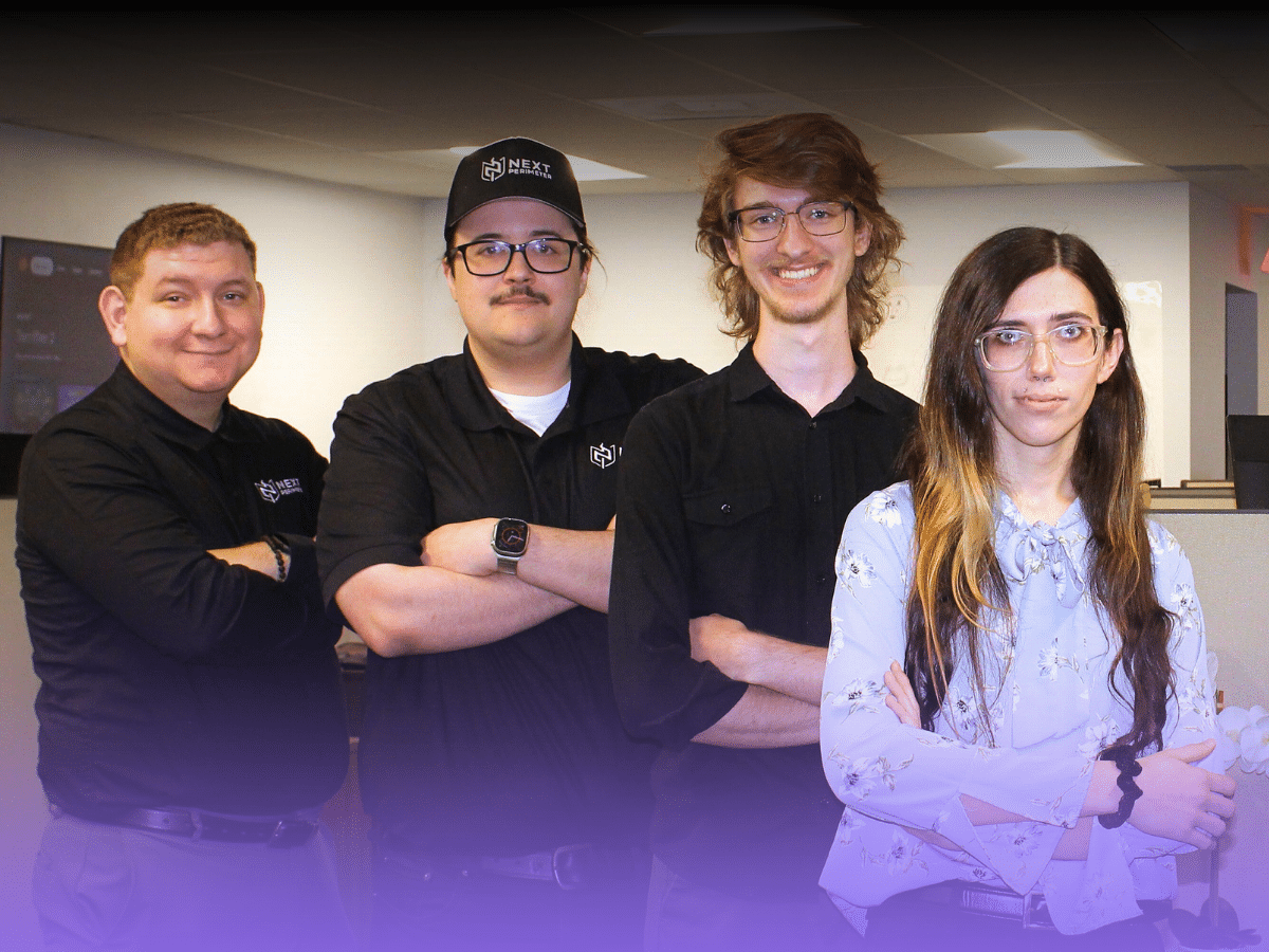 Group photo of Next Perimeter’s U.S.-based IT helpdesk team, ITIL-certified technicians providing nationwide support and proactive system management.