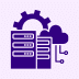 Servers connected to a cloud with gear, symbolizing proactive IT infrastructure management and real-time monitoring.