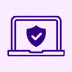 Laptop with shield and checkmark, symbolizing managed endpoint protection for secure devices and compliance.