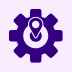 Gear with location pin in the center, representing onsite IT support services for businesses needing in-person technical assistance.